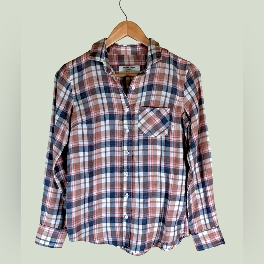 Marine Layer Women’s Plaid Long Sleeve Shirt